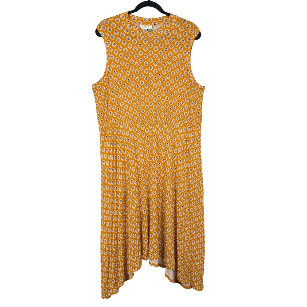 Maeve Anthropologie Plus 2X Yellow Palais Geometric Swing Asymmetrical Dress - Picture 2 of 12